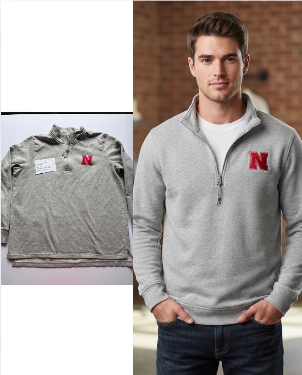 Antigua Nebraska Cornhuskers Quarter Zip Pullover | Gray | Men's L